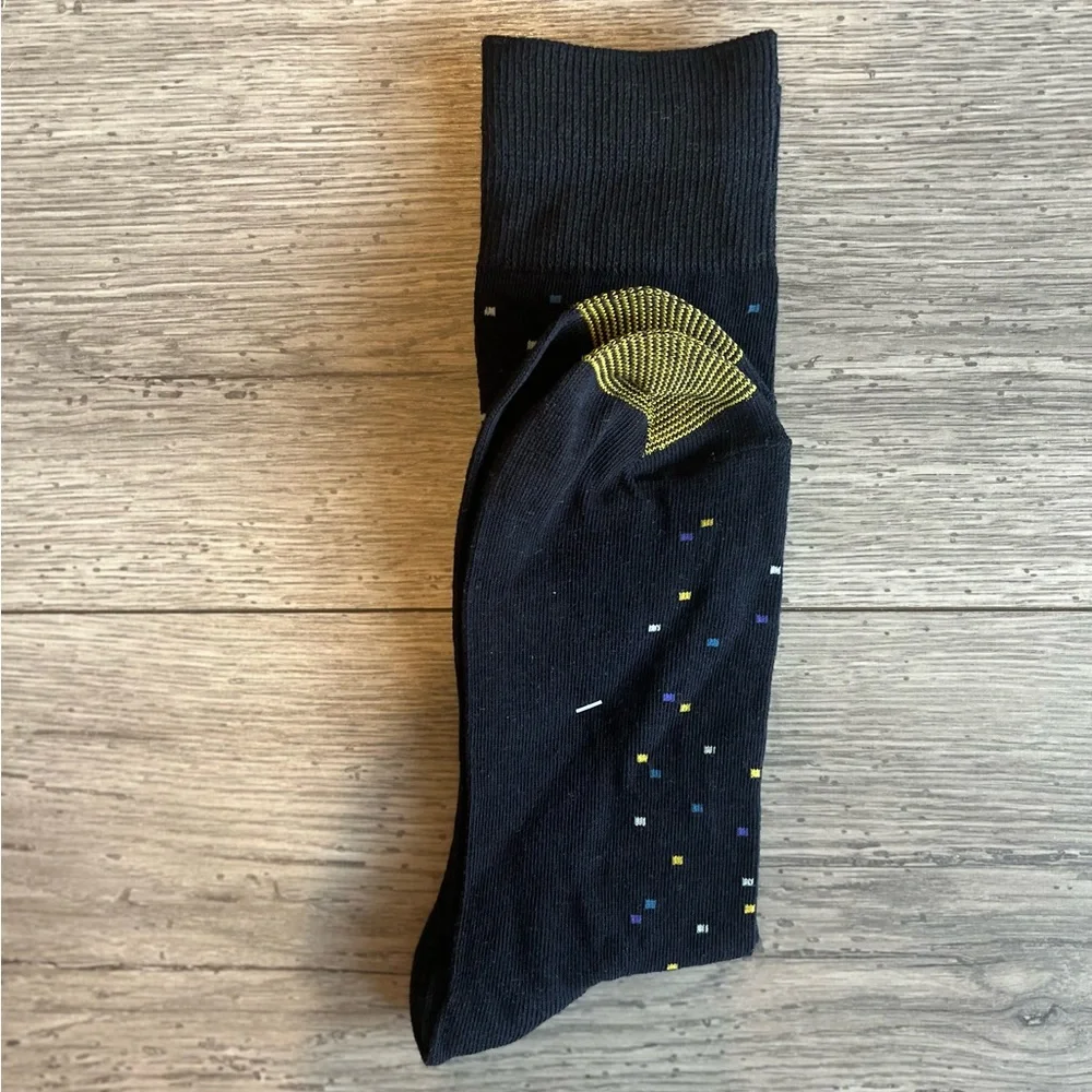 Goldtoe Men’s Navy Dot Print Dress Sock NEW 1 Pair